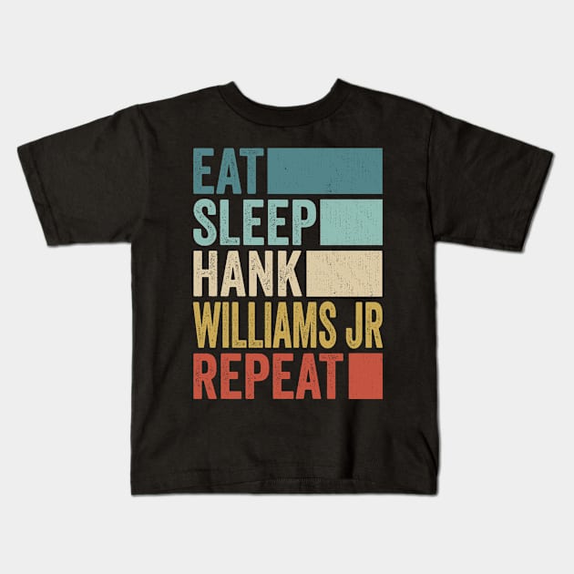 Funny Eat Sleep Hank Jr Repeat Retro Vintage Kids T-Shirt by Realistic Flamingo